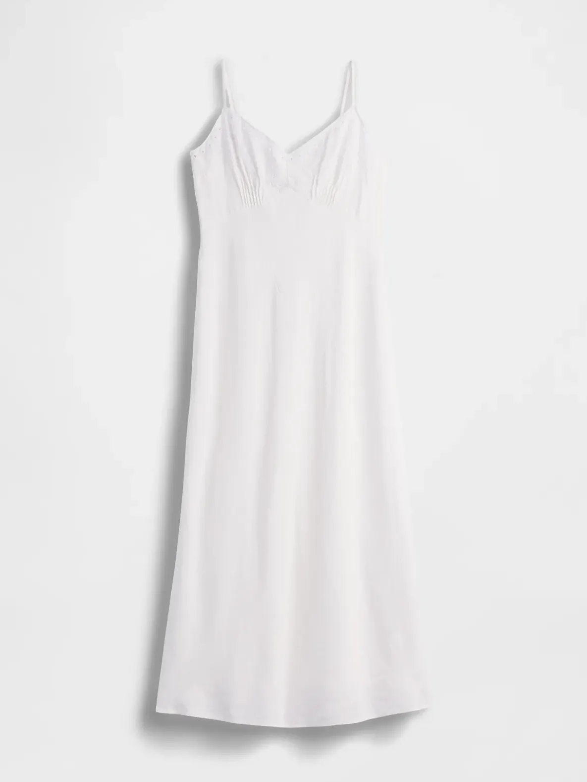 Linen-Blend Embroidered Midi Dress
