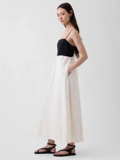 Linen-Blend Empire Waist Maxi Dress