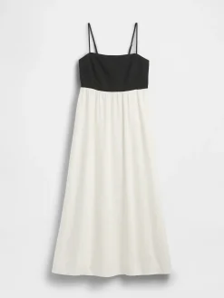 Linen-Blend Empire Waist Maxi Dress