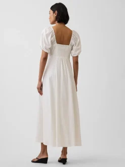 Linen-Blend Empire Waist Maxi Dress