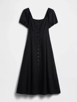 Linen-Blend Empire Waist Maxi Dress