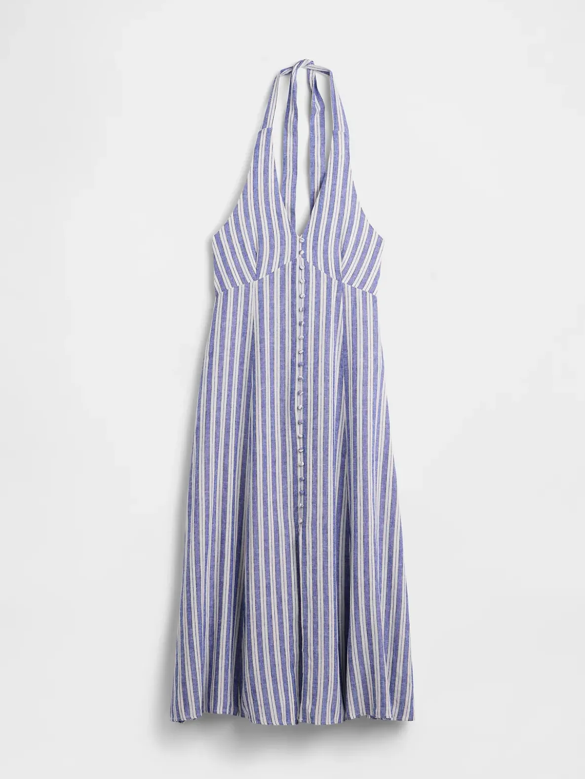 Linen-Blend Halter Maxi Dress