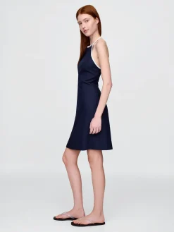 Linen-Blend Halter Mini Dress