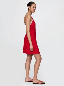 Linen-Blend Halter Mini Dress