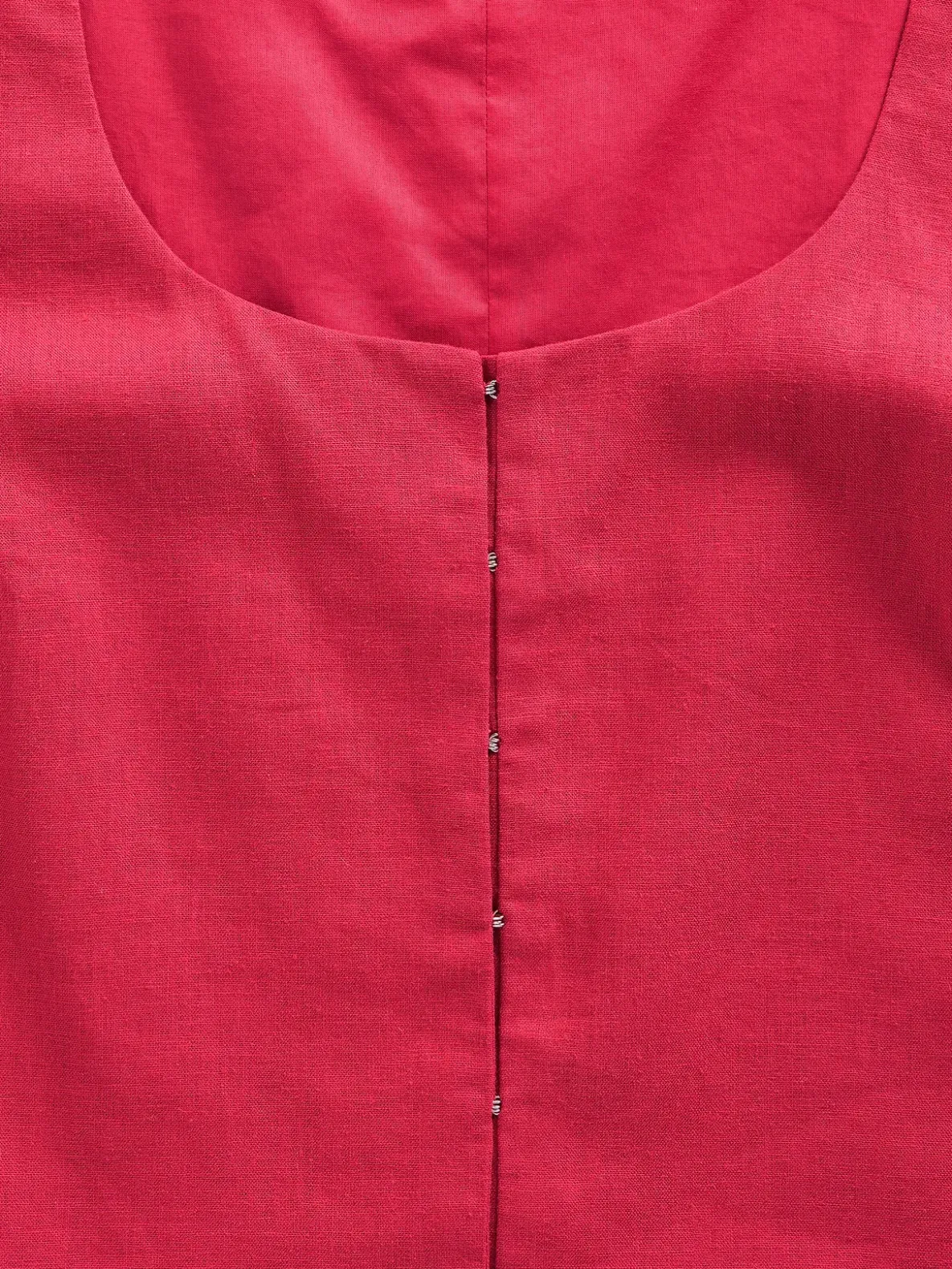Linen-Blend Hook-Front Crop Shell Top