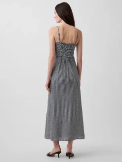 Linen-Blend Lace Inset Maxi Dress