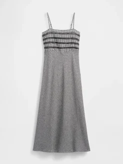 Linen-Blend Lace Inset Maxi Dress