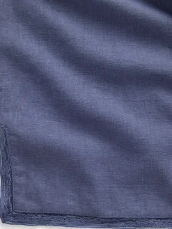 Linen-Blend Lace-Hem PJ Pants