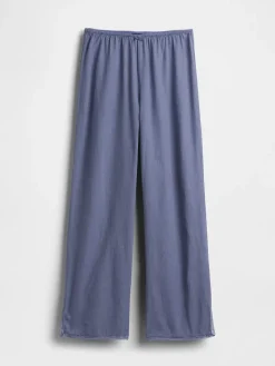 Linen-Blend Lace-Hem PJ Pants