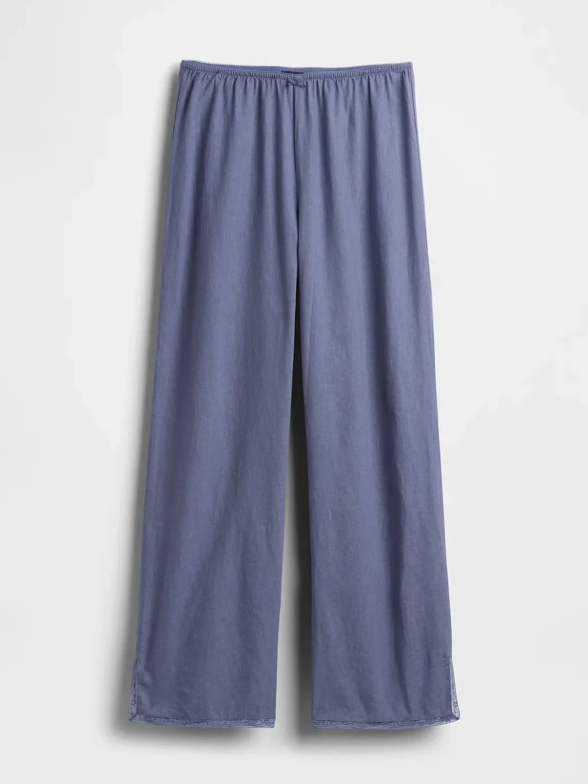 Linen-Blend Lace-Hem PJ Pants