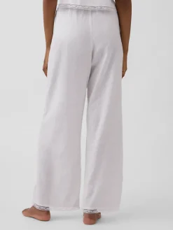 Linen-Blend Lace-Hem PJ Pants