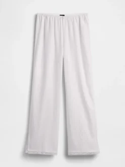 Linen-Blend Lace-Hem PJ Pants