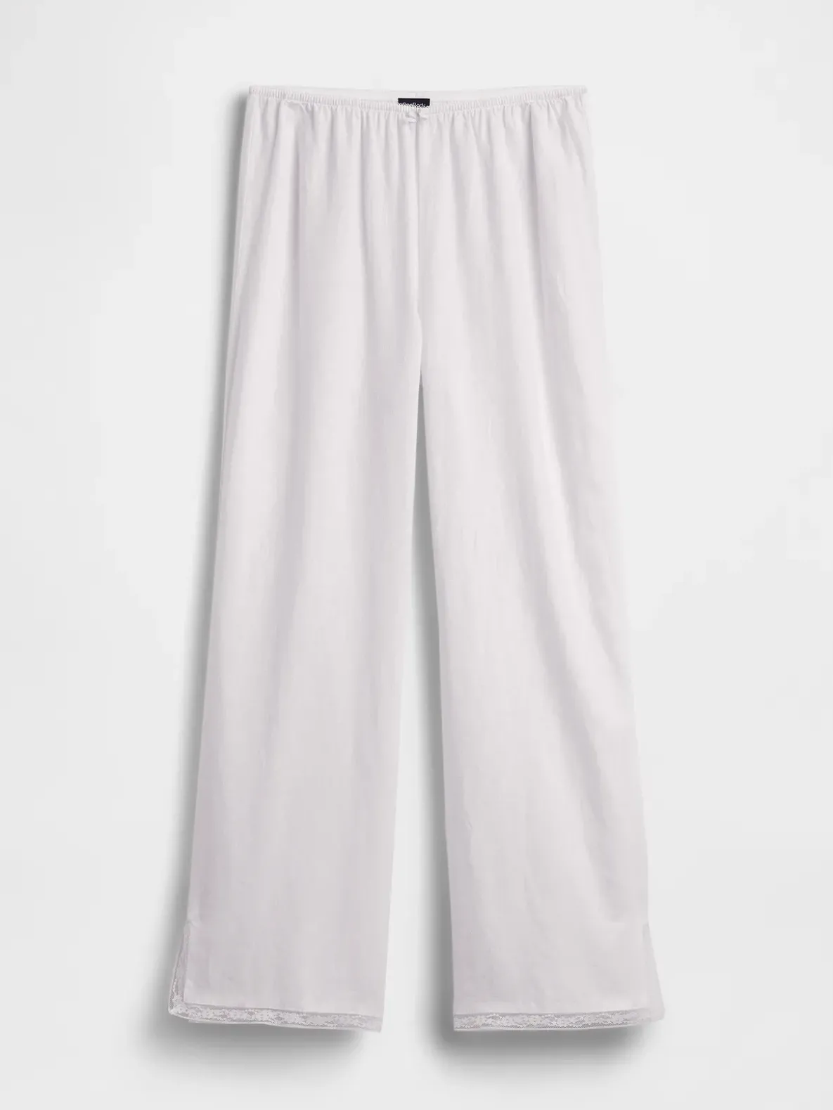 Linen-Blend Lace-Hem PJ Pants