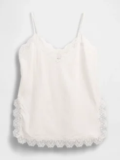 Linen-Blend Lace-Trim Cami