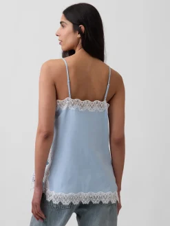 Linen-Blend Lace-Trim Cami
