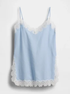 Linen-Blend Lace-Trim Cami