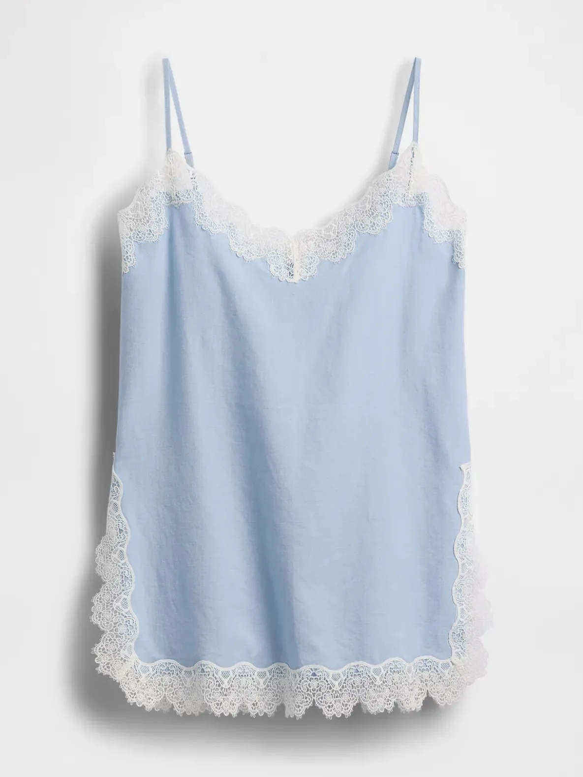 Linen-Blend Lace-Trim Cami