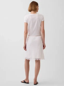 Linen-Blend Lace-Trim Skirt