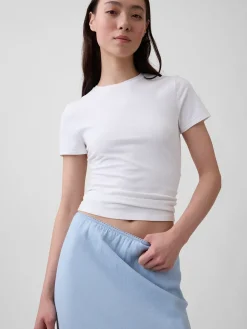 Linen-Blend Lace-Trim Skirt