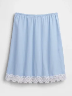 Linen-Blend Lace-Trim Skirt