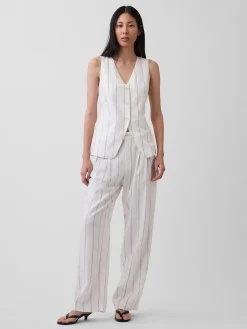 Linen-Blend Longline Vest