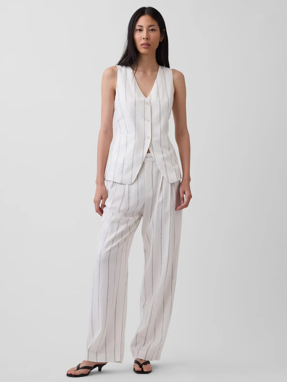 Linen-Blend Longline Vest