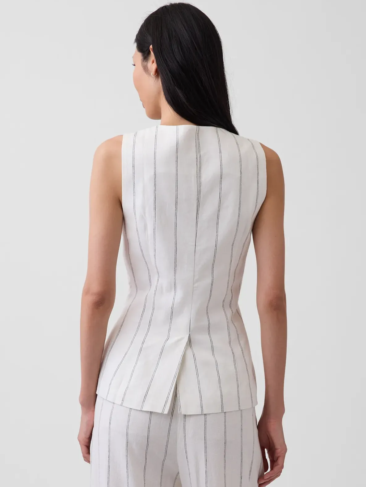 Linen-Blend Longline Vest