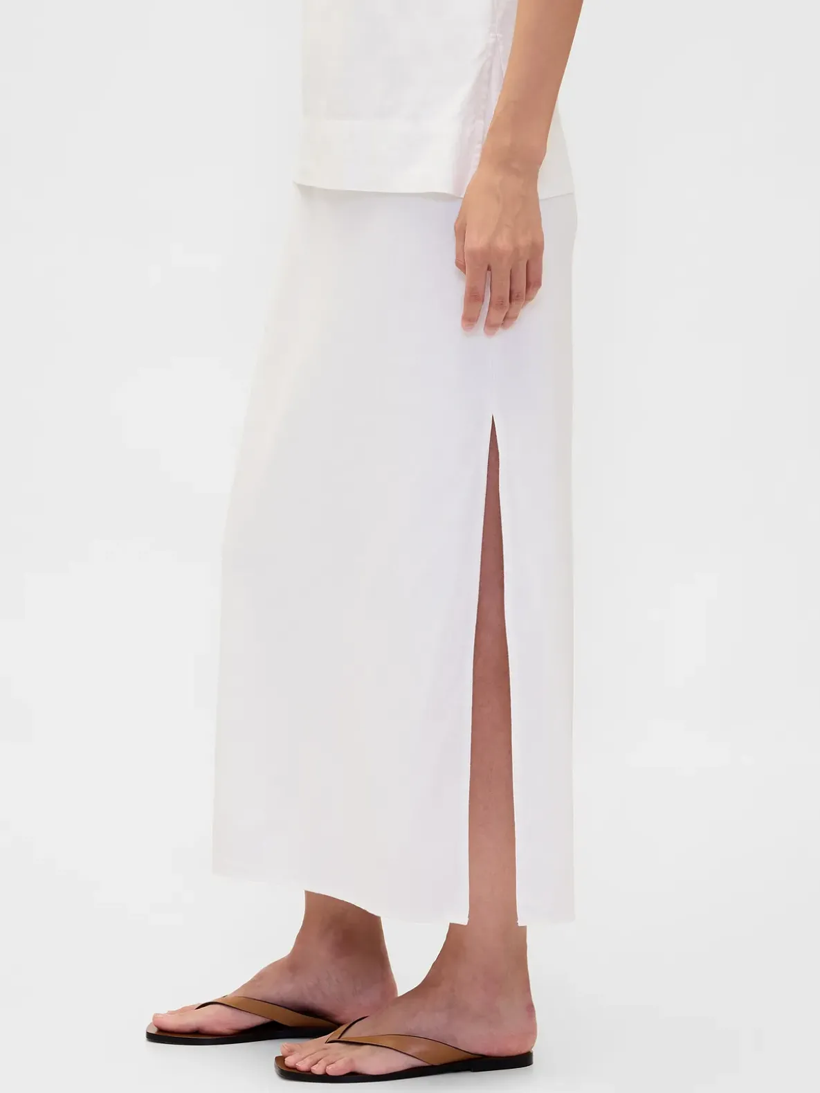 Linen-Blend Maxi Skirt