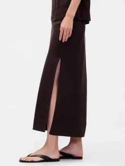 Linen-Blend Maxi Skirt