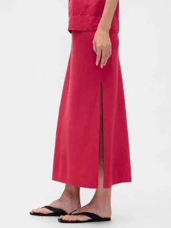 Linen-Blend Maxi Skirt