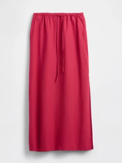 Linen-Blend Maxi Skirt