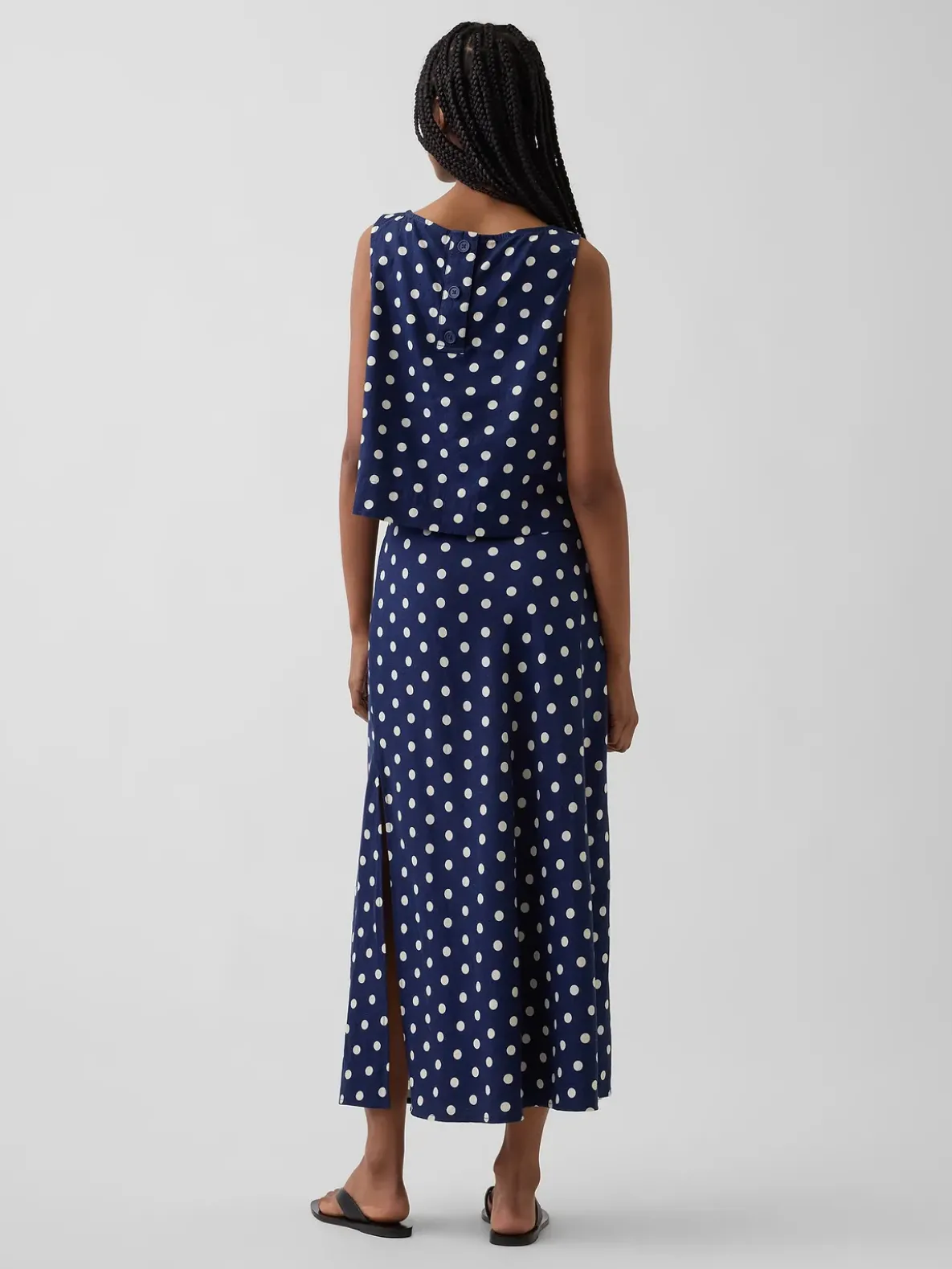 Linen-Blend Maxi Slip Skirt