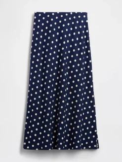 Linen-Blend Maxi Slip Skirt