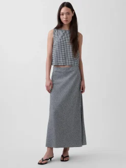 Linen-Blend Maxi Slip Skirt