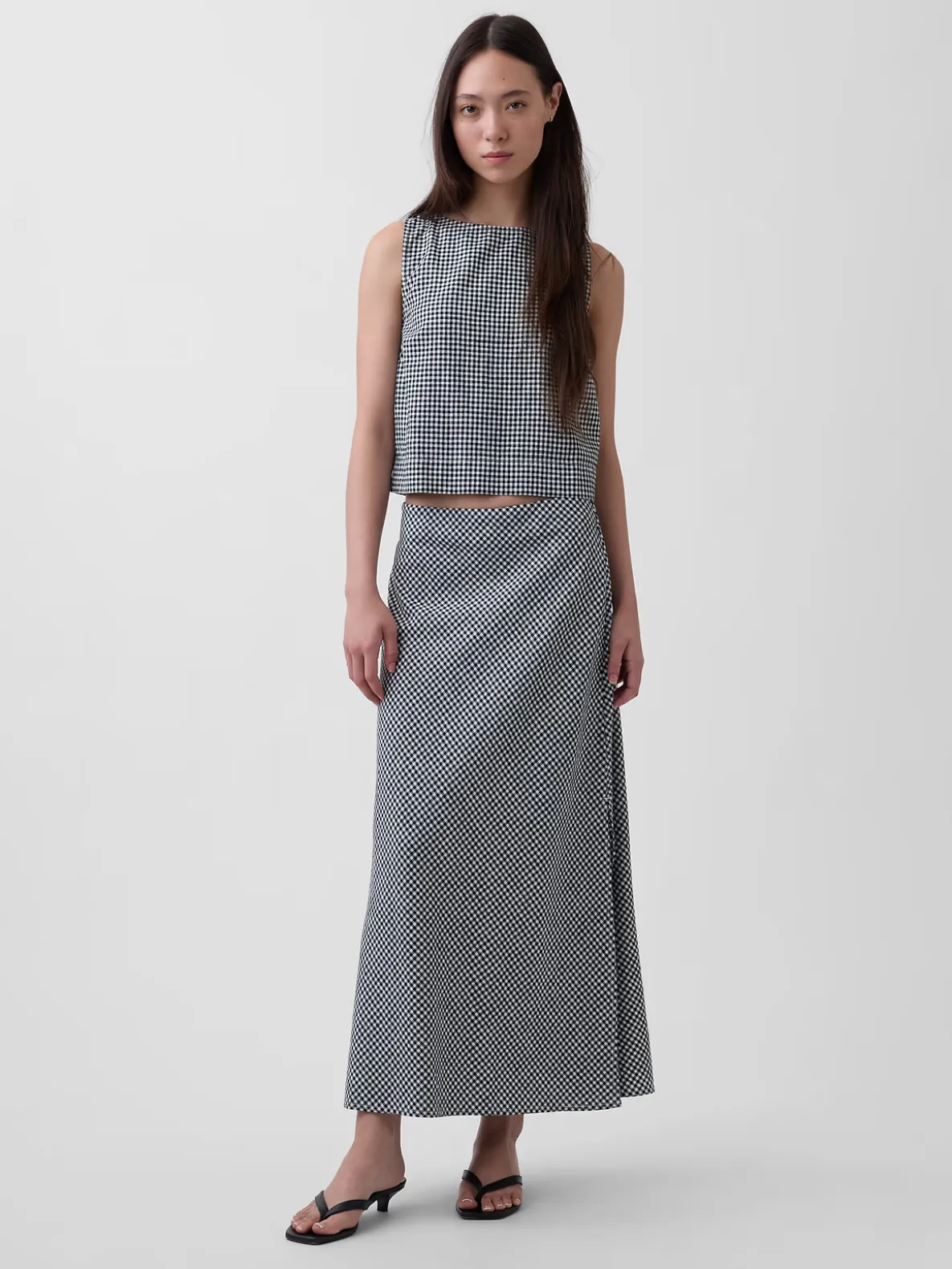 Linen-Blend Maxi Slip Skirt