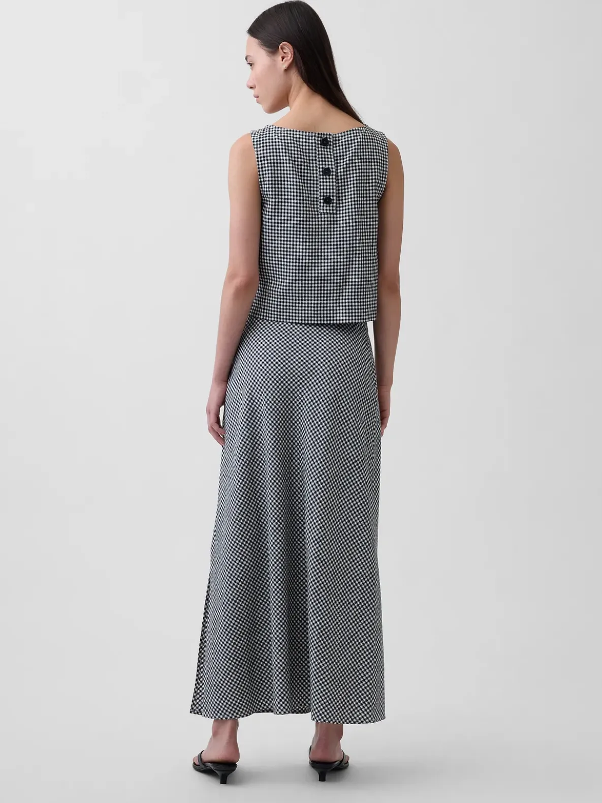 Linen-Blend Maxi Slip Skirt