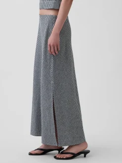 Linen-Blend Maxi Slip Skirt