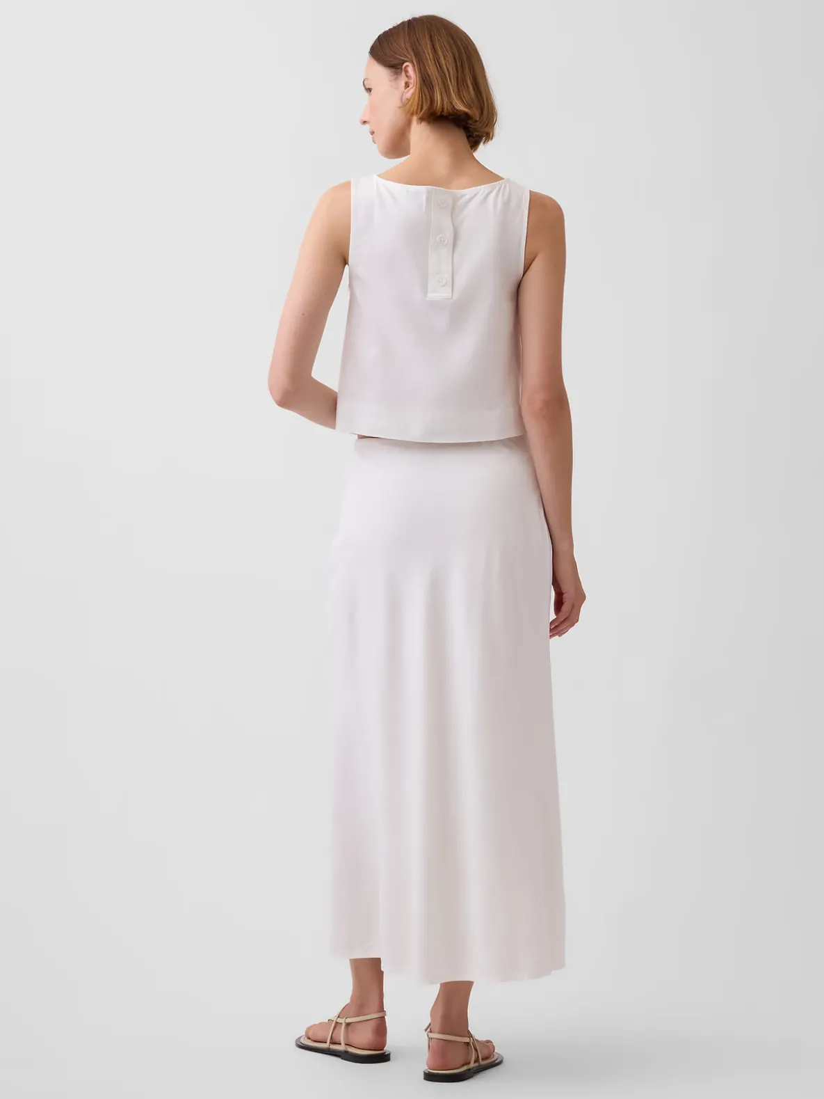 Linen-Blend Maxi Slip Skirt