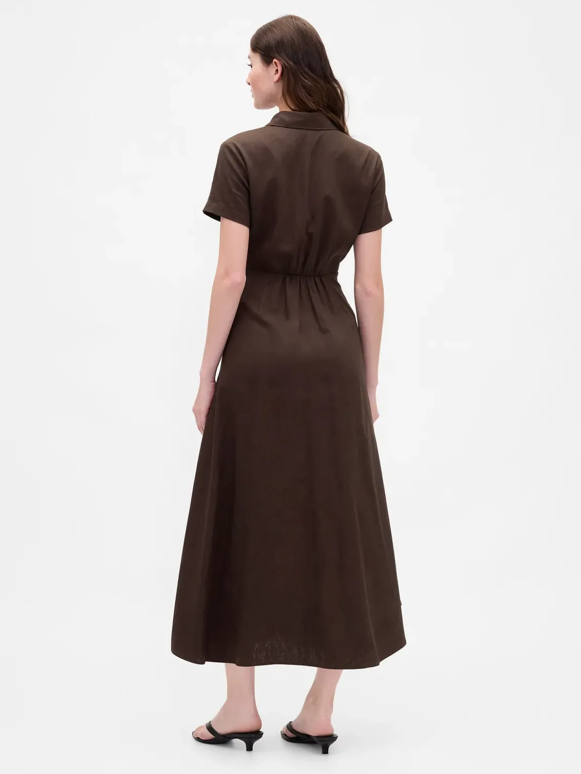 Linen-Blend Midi Shirtdress