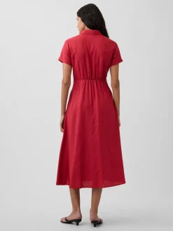 Linen-Blend Midi Shirtdress
