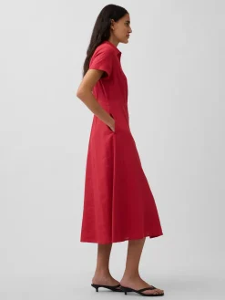 Linen-Blend Midi Shirtdress