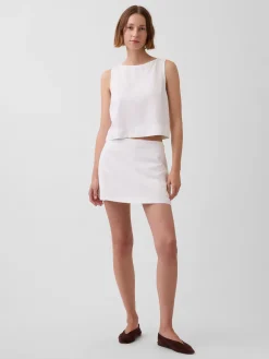 Linen-Blend Mini Skort