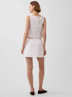 Linen-Blend Mini Skort