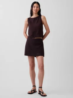 Linen-Blend Mini Skort