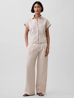 Linen-Blend Oversized Shirt