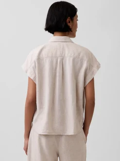 Linen-Blend Oversized Shirt