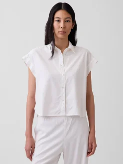 Linen-Blend Oversized Shirt