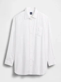 Linen-Blend Oversized Tunic Shirt