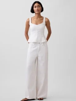 Linen-Blend Peplum Top