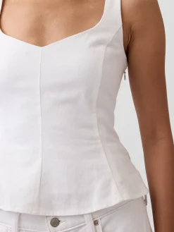 Linen-Blend Peplum Top